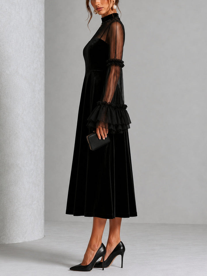 Ravenna | Sheer Ruffle-Sleeve Midi Dress