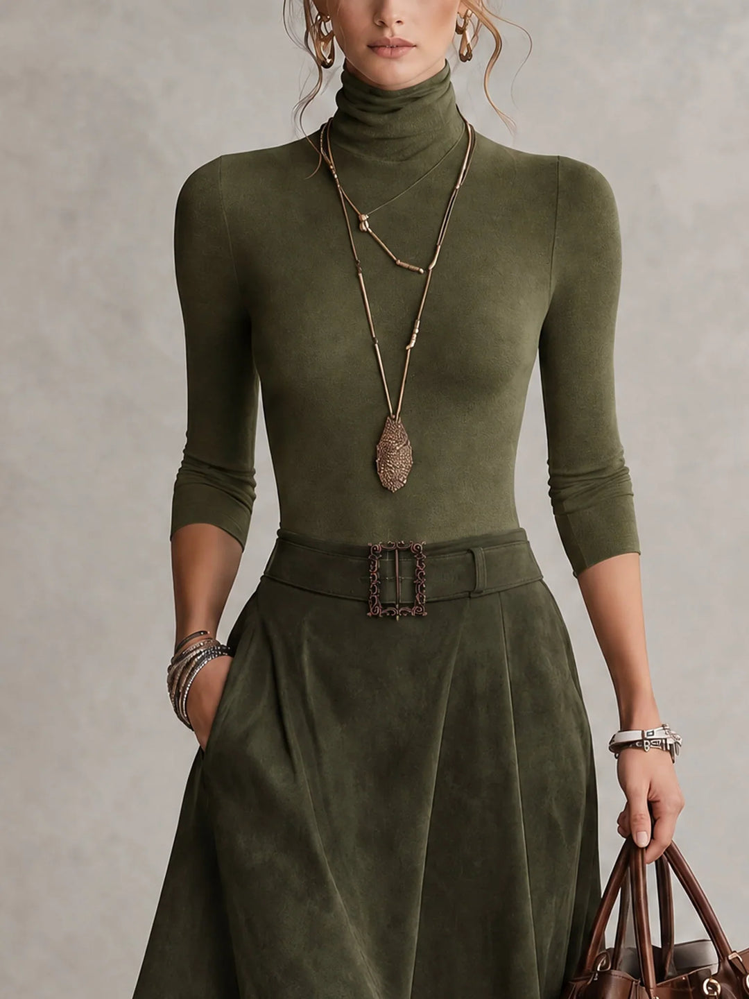 Paige | Turtleneck & Asymmetrical Skirt Set