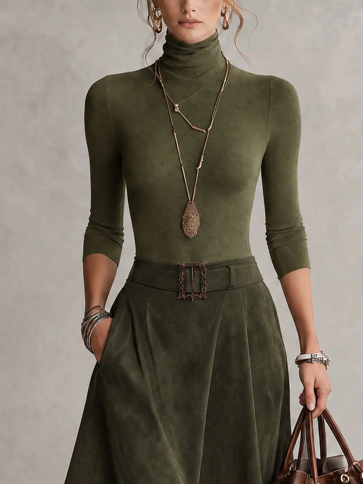 Paige | Turtleneck & Asymmetrical Skirt Set