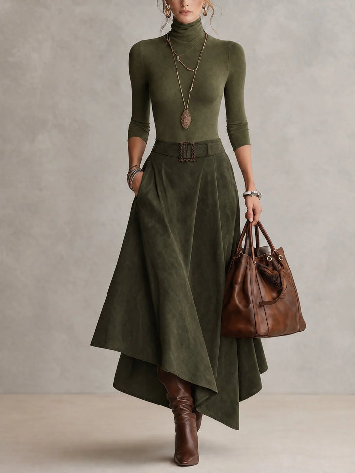 Paige | Turtleneck & Asymmetrical Skirt Set