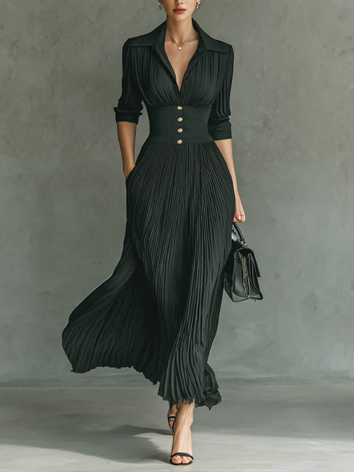 Naomi | Belted Pleated Maxi Dress