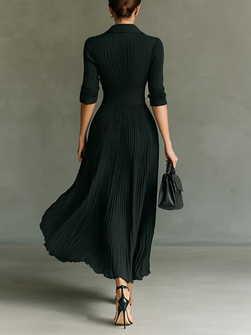 Naomi | Belted Pleated Maxi Dress