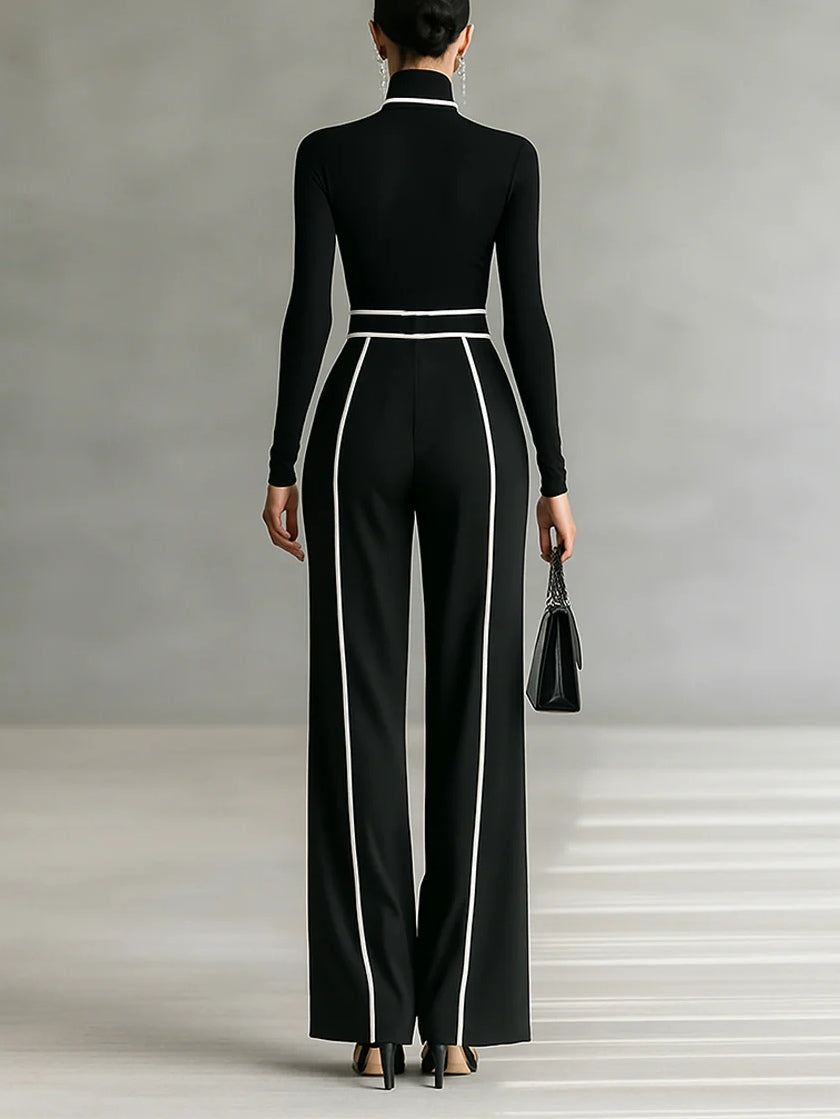 Jacqueline | High-Neck Wide-Leg Pants Set