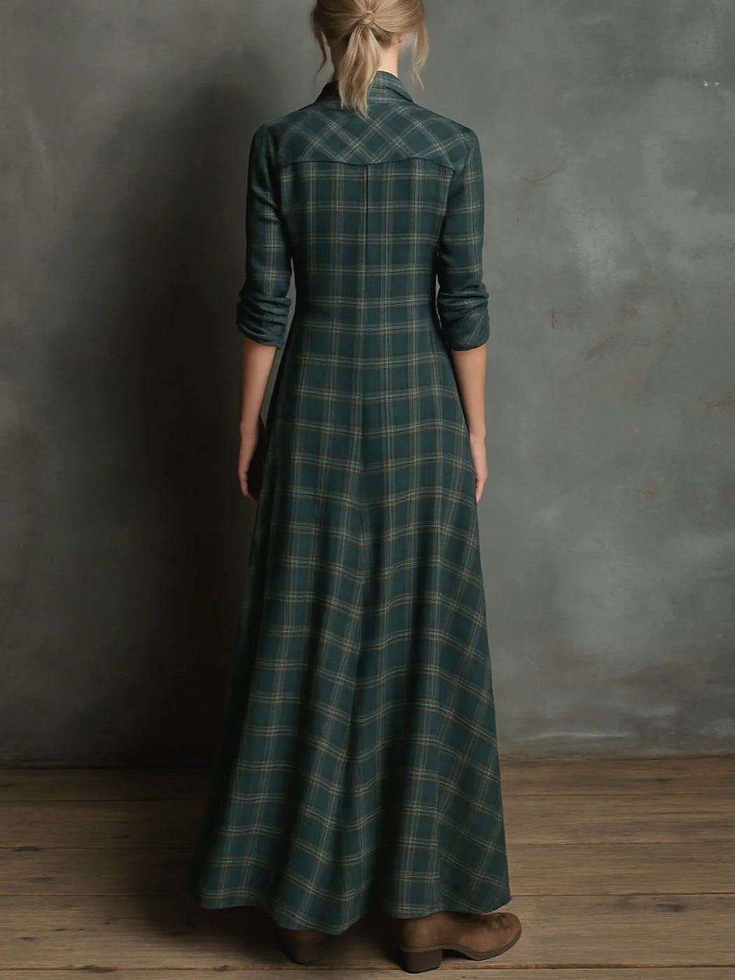 Erica | Plaid Button-Front Maxi Dress