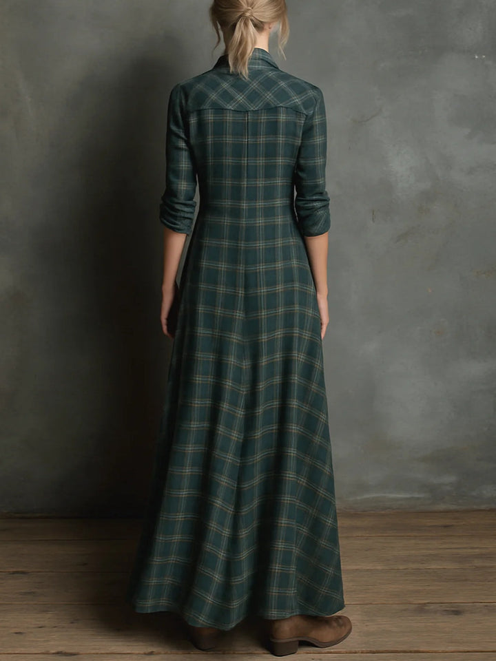 Erica | Plaid Button-Front Maxi Dress