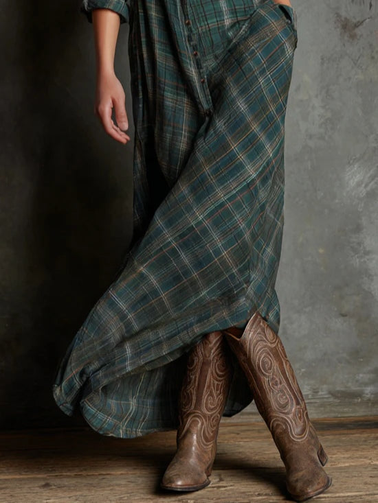 Erica | Plaid Button-Front Maxi Dress