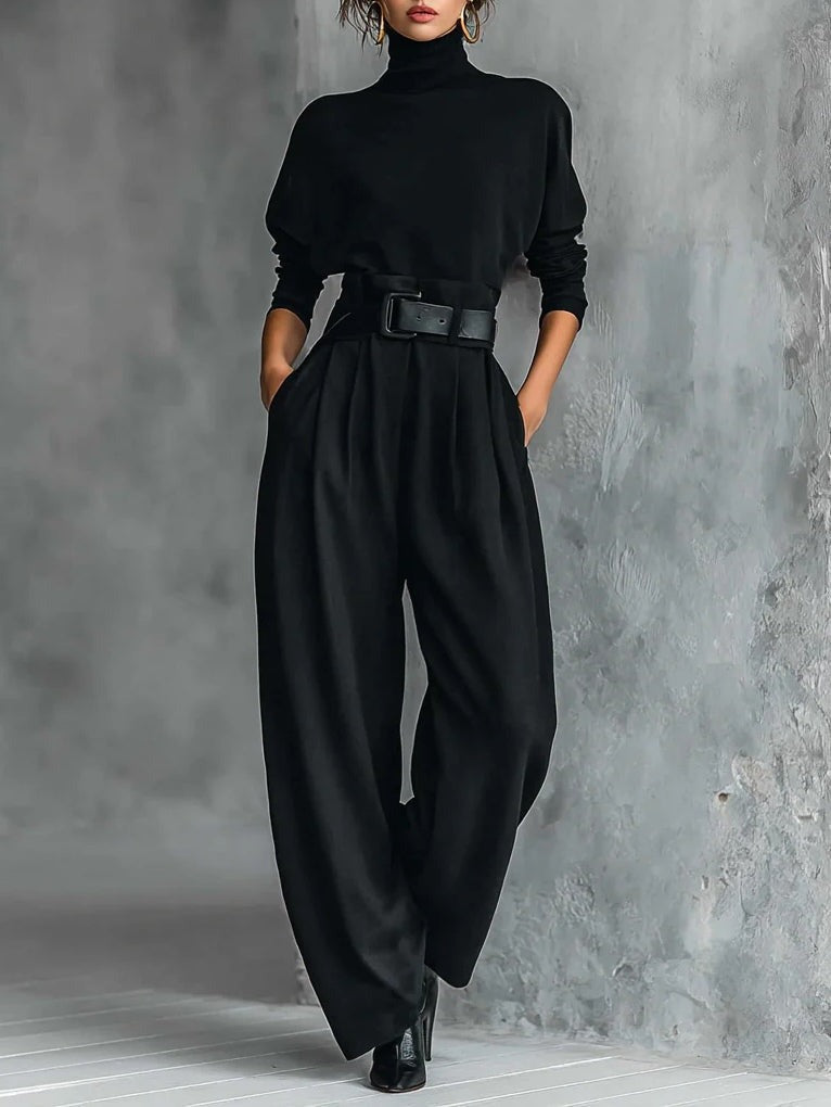 Fiona two-piece set by Bennett and Lowe featuring a turtleneck sweater and straight-leg pants in a cozy, stylish women's outfit.