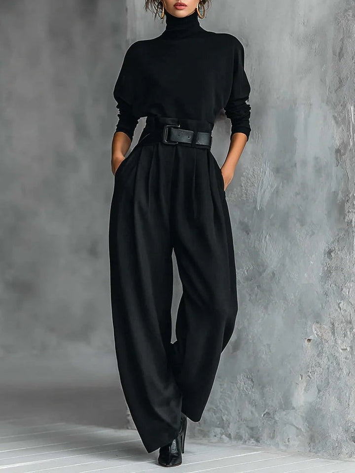 Fiona two-piece set by Bennett and Lowe featuring a turtleneck sweater and straight-leg pants in a cozy, stylish women's outfit.