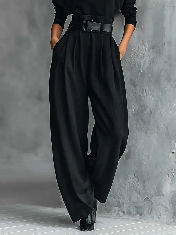Fiona two-piece set with a turtleneck sweater and straight-leg pants for women by Bennett and Lowe, shown in a stylish indoor setting.