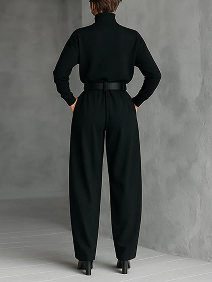 Fiona two-piece set for women featuring a turtleneck sweater and straight-leg pants in a stylish, cozy Bennett and Lowe design.