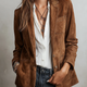 Verona | Brown Contrast-Stitch Tailored Blazer for Women
