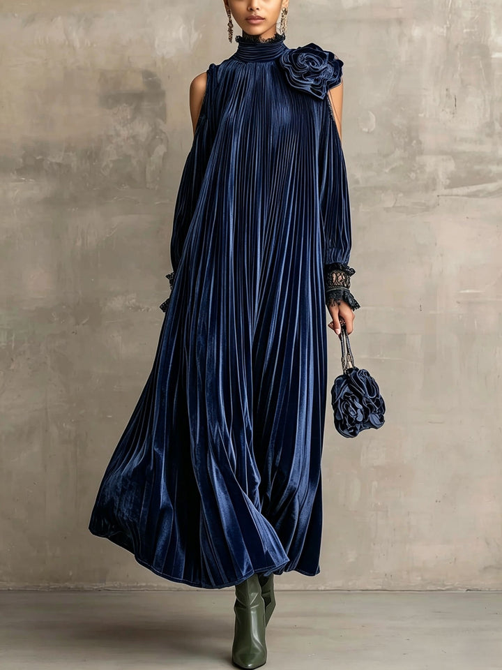 Vanessa | Pleated Floral Shoulder Maxi Dress