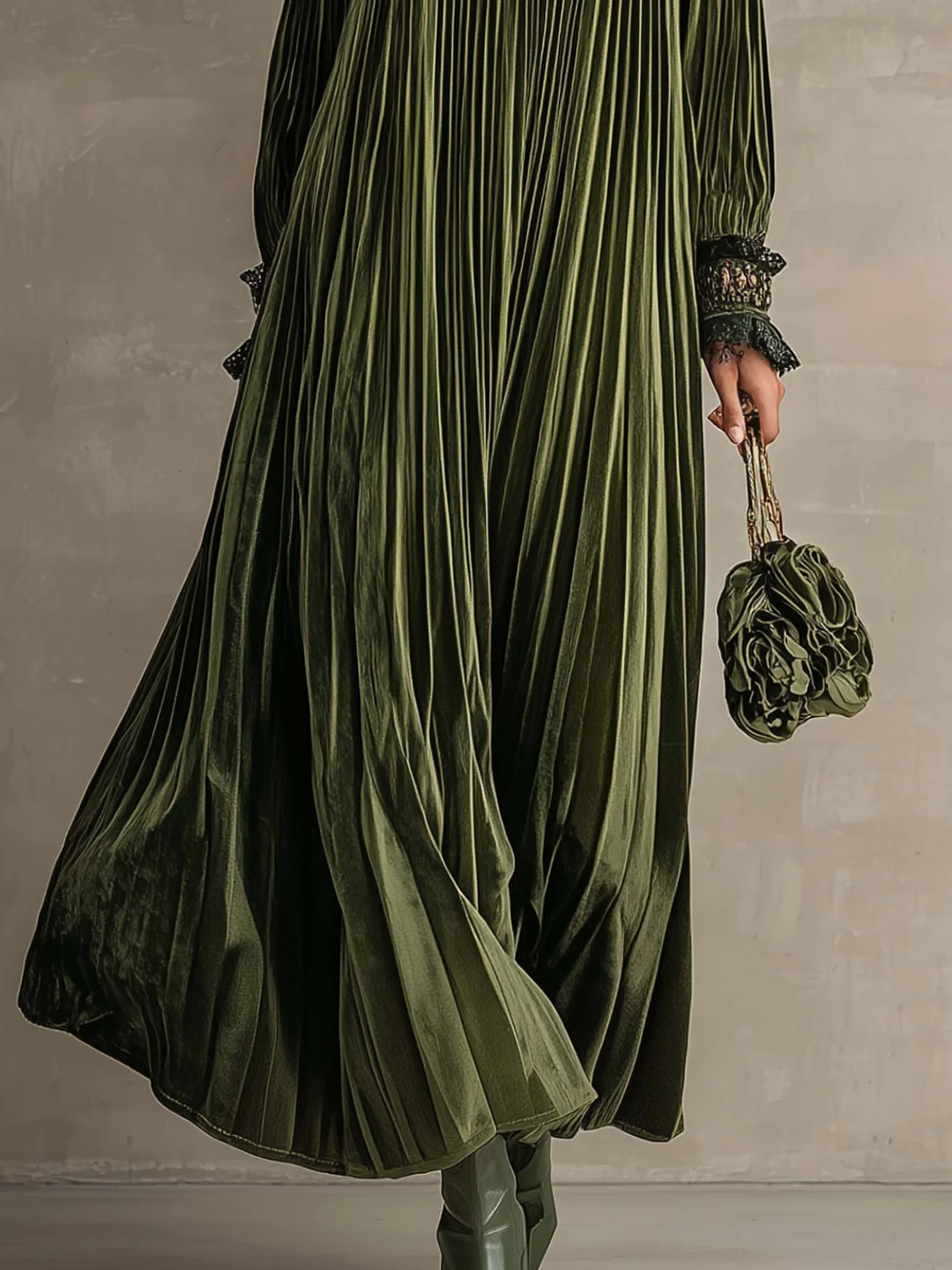 Vanessa | Pleated Floral Shoulder Maxi Dress