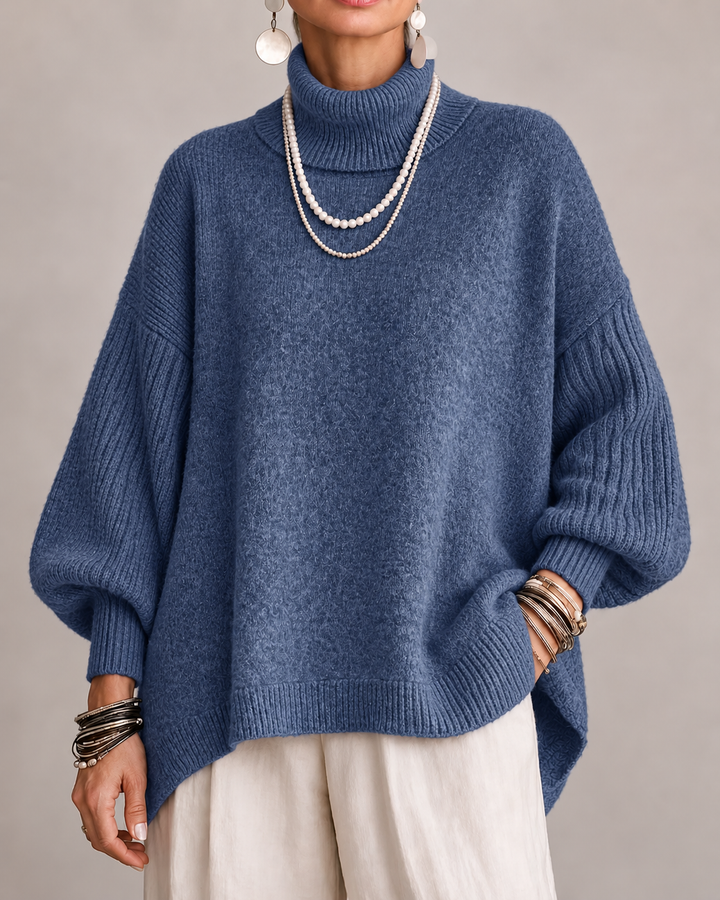 Bennett & Lowe Danielle draped relaxed sweater in soft knit, featuring a loose fit and cozy design, shown on a neutral background.