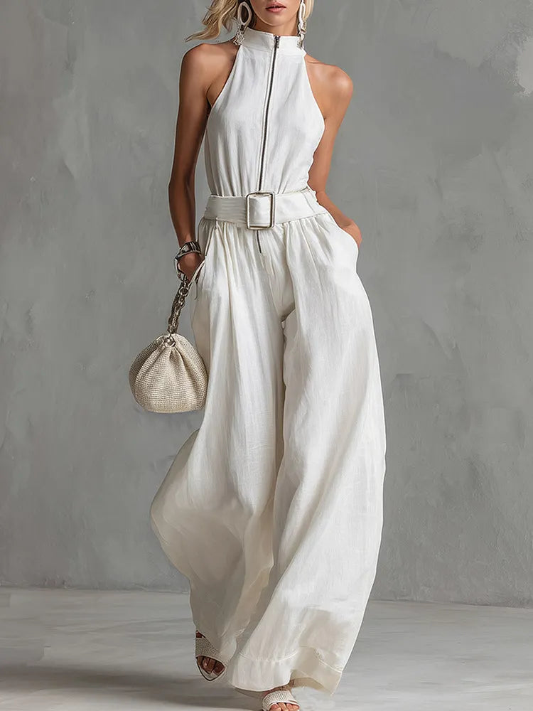 Monroe | Belted Wide-Leg Jumpsuit