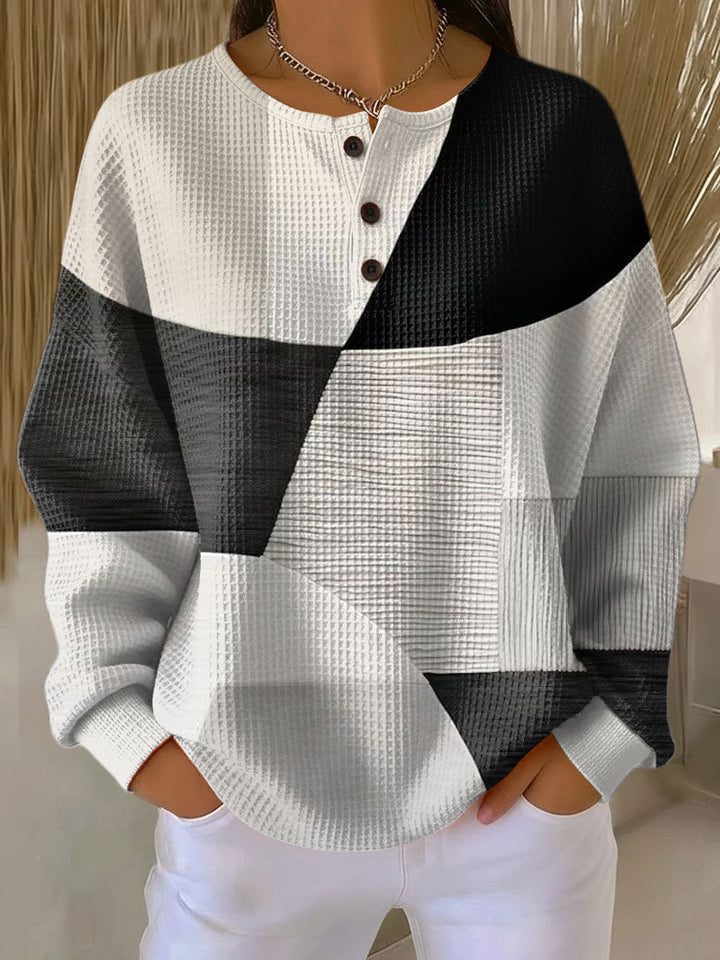 Crestine | Waffle-Knit Long-Sleeve Comfort Sweater for Women