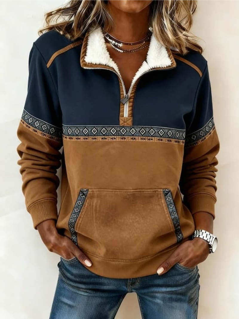 Brielle | Striped Half-Zip Long-Sleeve Sweater for Women