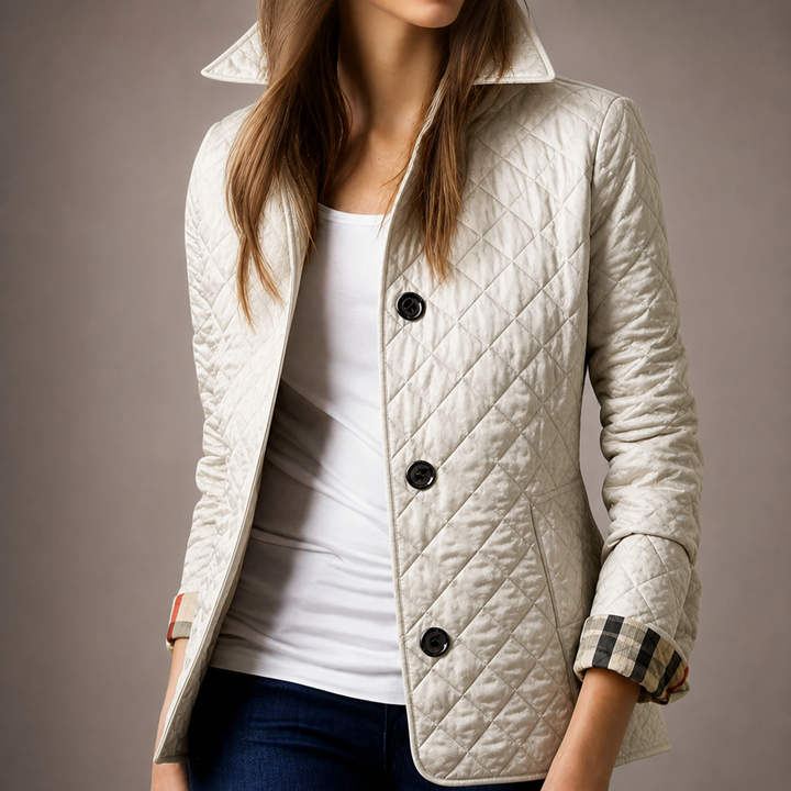 Kendall | Diamond-Quilted Button-Front Collared Jacket for Women