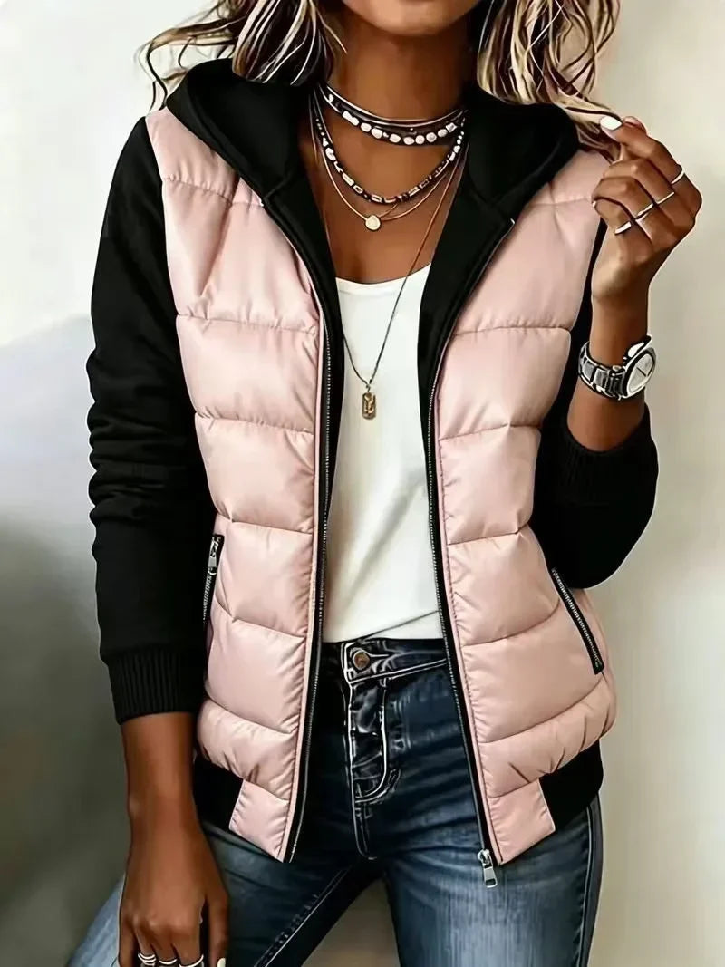 Bennett and Lowe Kinsley hooded color-block puffer jacket in a quilted design