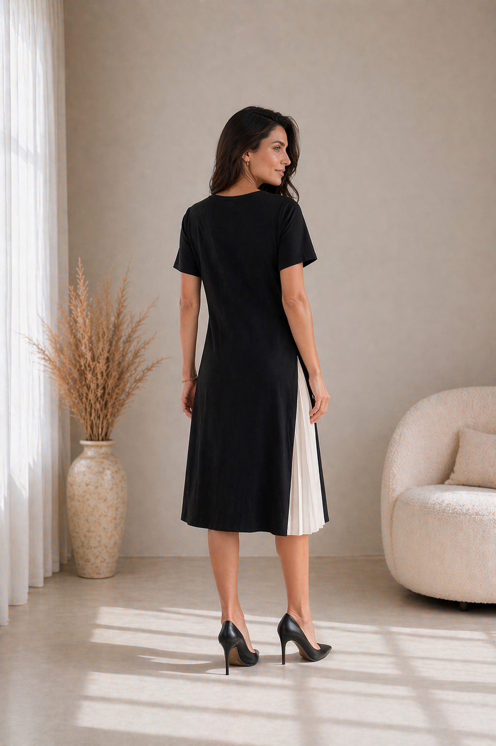 Abigail | Pleated Panel Midi Dress for Women