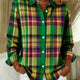 Delphine | Plaid Button-Front Blouse