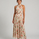 Aurelle | Halter Neck Floral Midi Dress