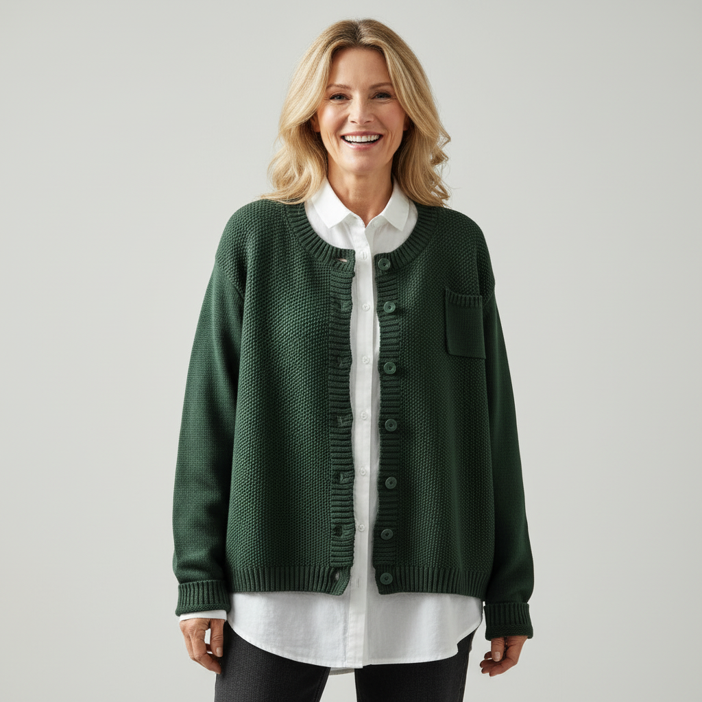 Berlinda | Button-Front Long-Sleeve Knit Cardigan for Women