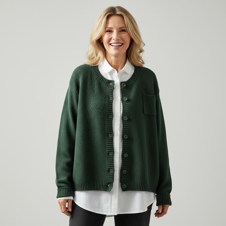 Berlinda | Button-Front Long-Sleeve Knit Cardigan for Women