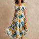 Delphine | Shirred Floral V-Neck Maxi