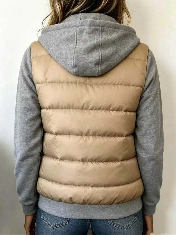 Bennett and Lowe Kinsley hooded color-block puffer jacket in a quilted design