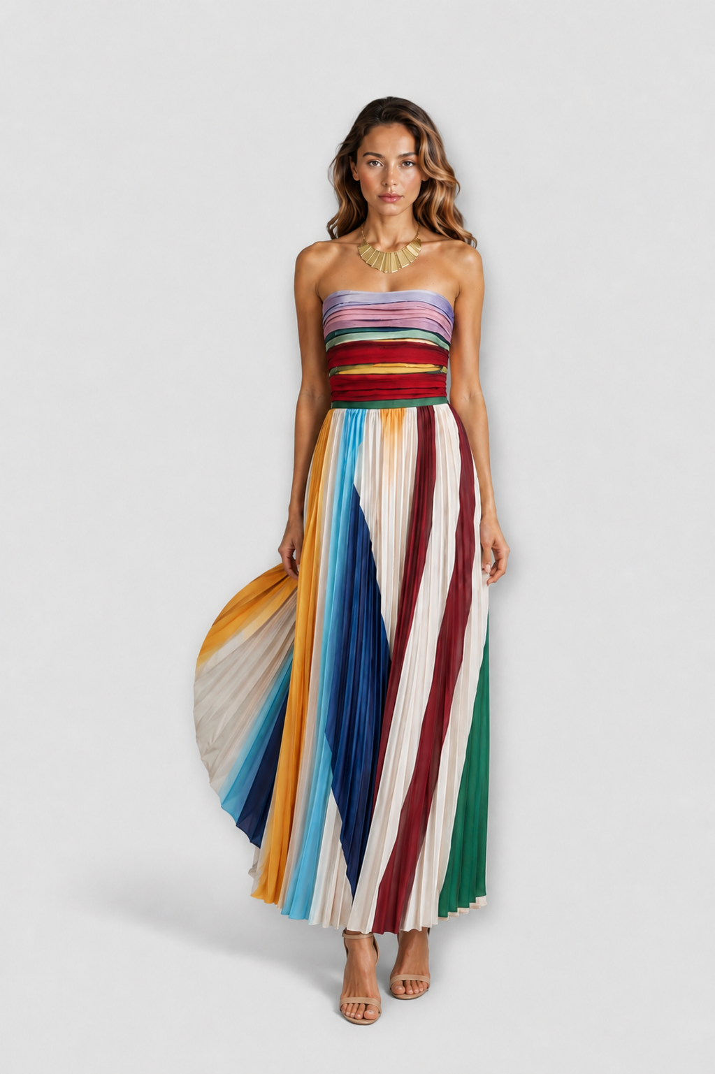 Megan | Strapless Pleated Maxi Dress for Women