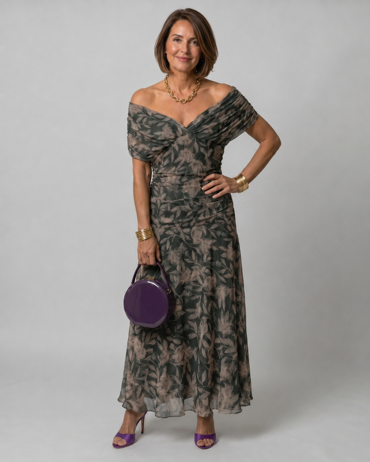 Calen | Off Shoulder Flow Midi Dress