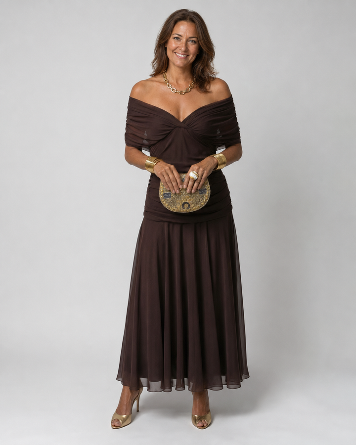 Calen | Off Shoulder Flow Midi Dress