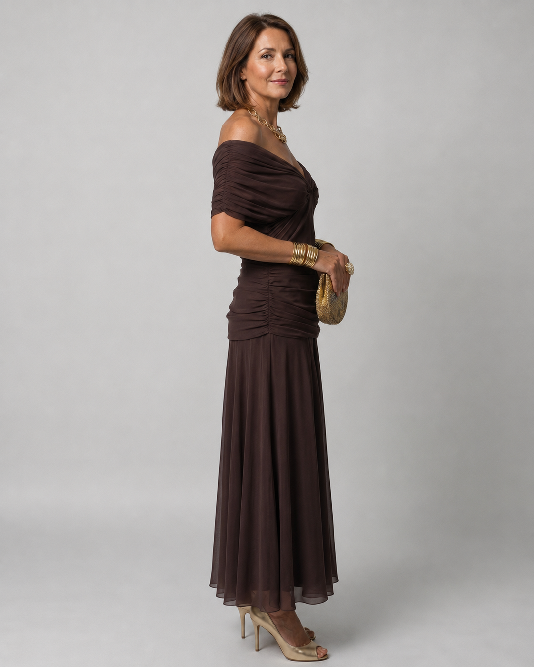 Calen | Off Shoulder Flow Midi Dress
