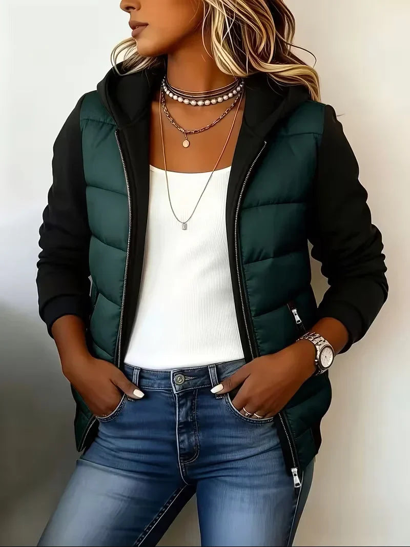 Bennett and Lowe Kinsley hooded color-block puffer jacket in a quilted design