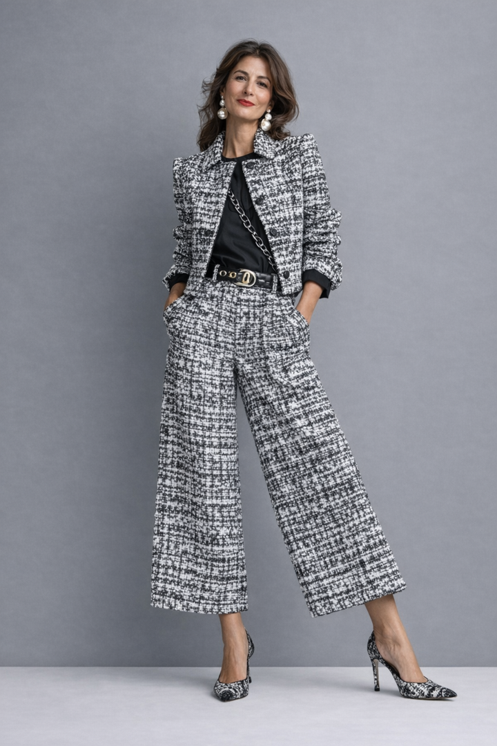 Elegant two-piece women's set by Bennett and Lowe featuring a stylish top and matching skirt in sophisticated design.