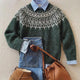April | Forest Green Nordic Yoke Sweater