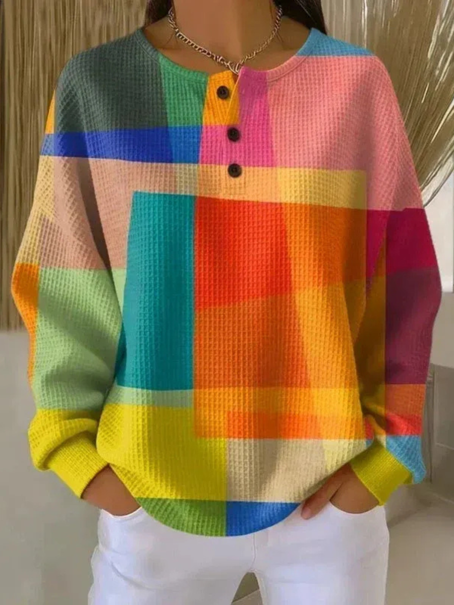 Crestine | Waffle-Knit Long-Sleeve Comfort Sweater for Women