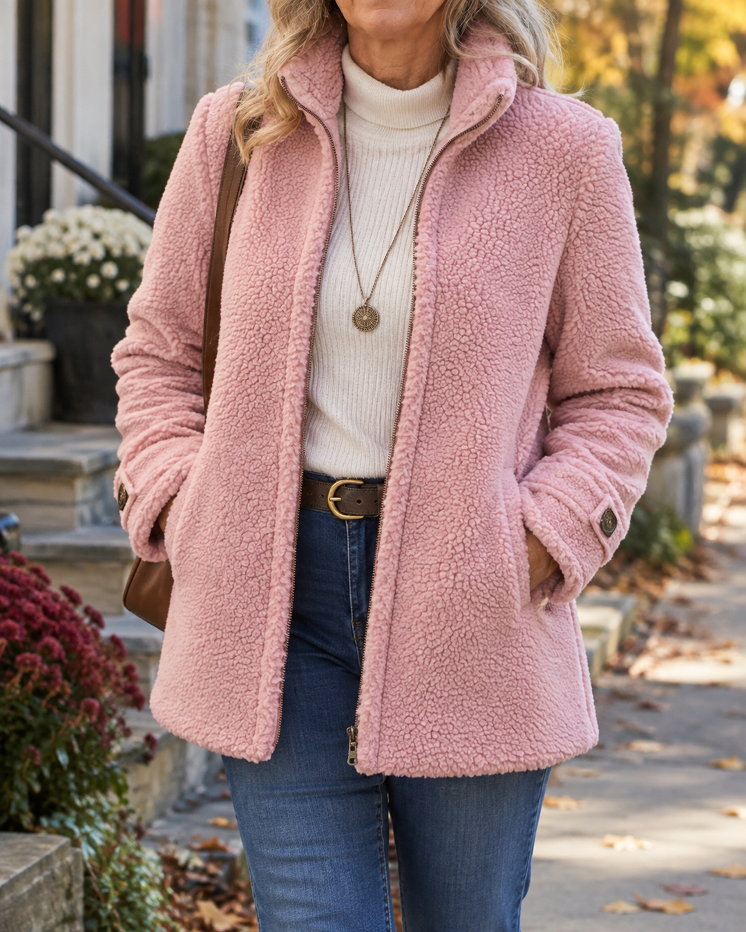 Bennett and Lowe Chelsea stand-collar textured jacket with a tailored fit, featuring a stand collar and stylish textured fabric.