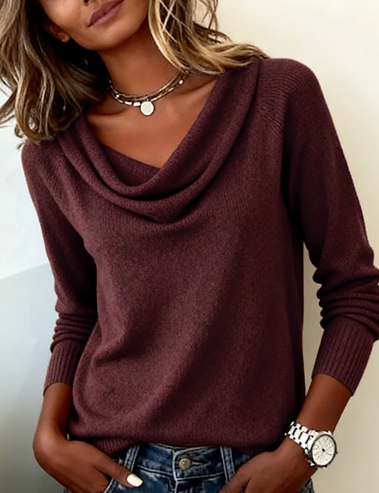Odelia | Cowl Neck Long Sleeve Sweater