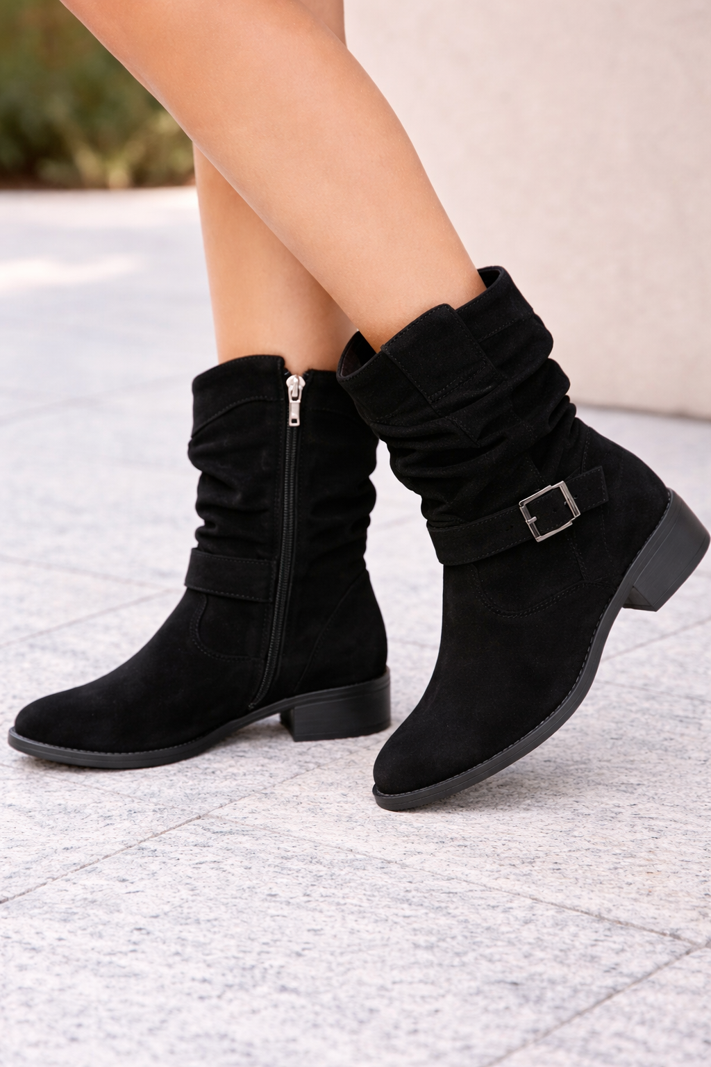 Elena | Suede-Look Cushioned Mid-Calf Boots for Women
