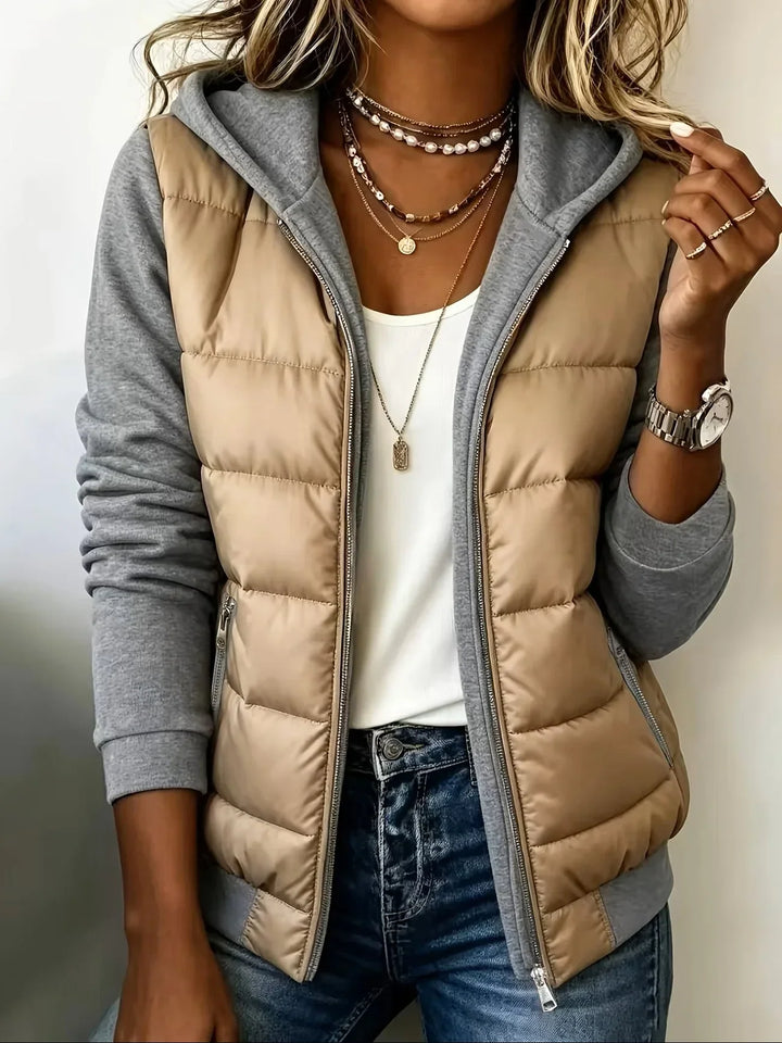 Bennett and Lowe Kinsley hooded color-block puffer jacket in a quilted design