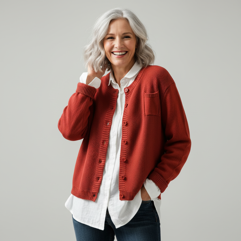 Berlinda | Button-Front Long-Sleeve Knit Cardigan for Women