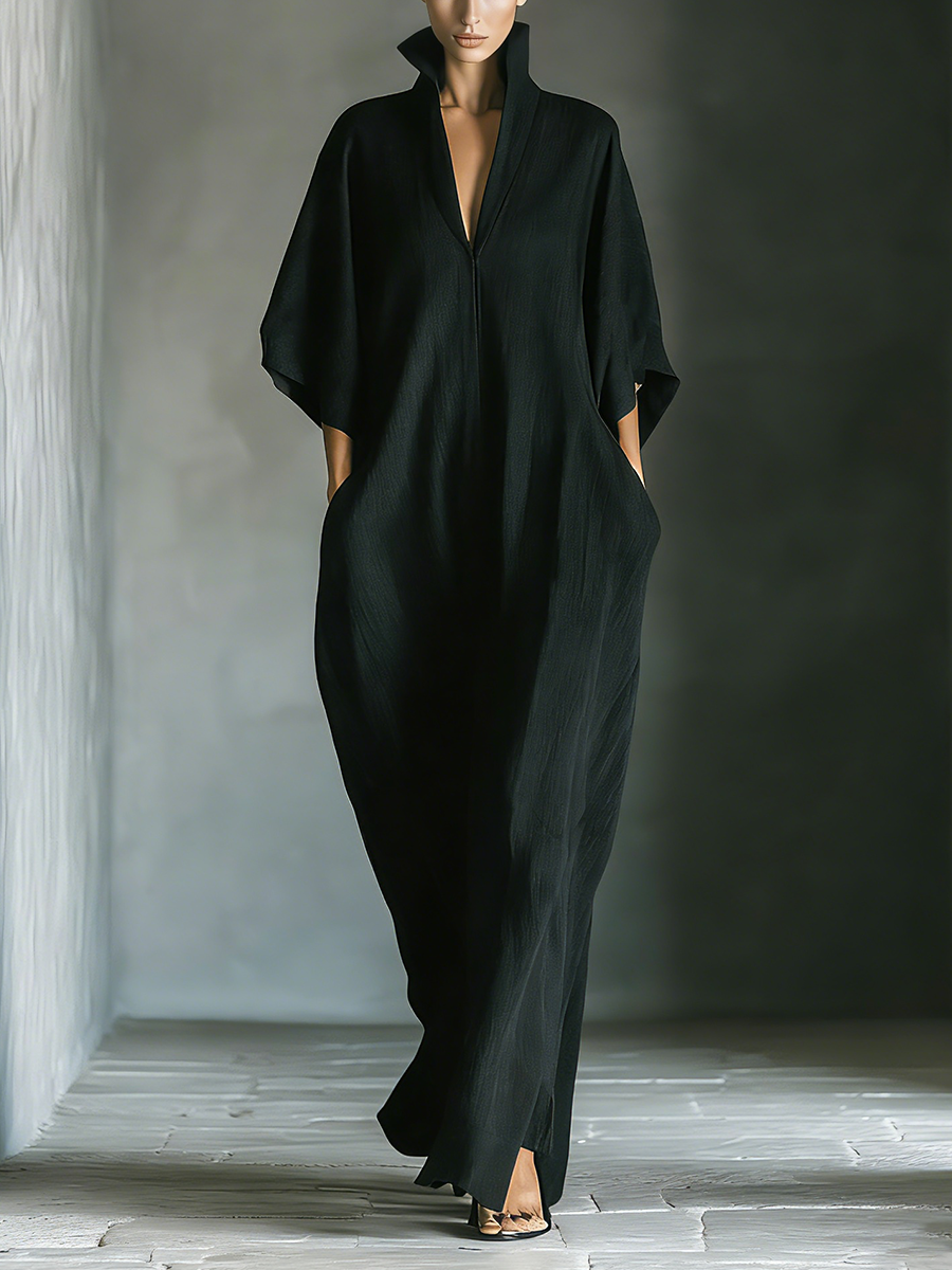 Costanza Bennett and Lowe V-neck kimono-sleeve maxi dress for women, shown in flowing fabric with a relaxed fit and elegant design.