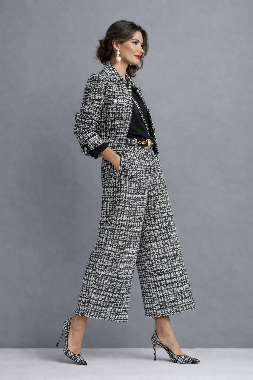 Melize two-piece set for women featuring a coordinated top and pants by Bennett and Lowe, shown in a stylish, fitted design.