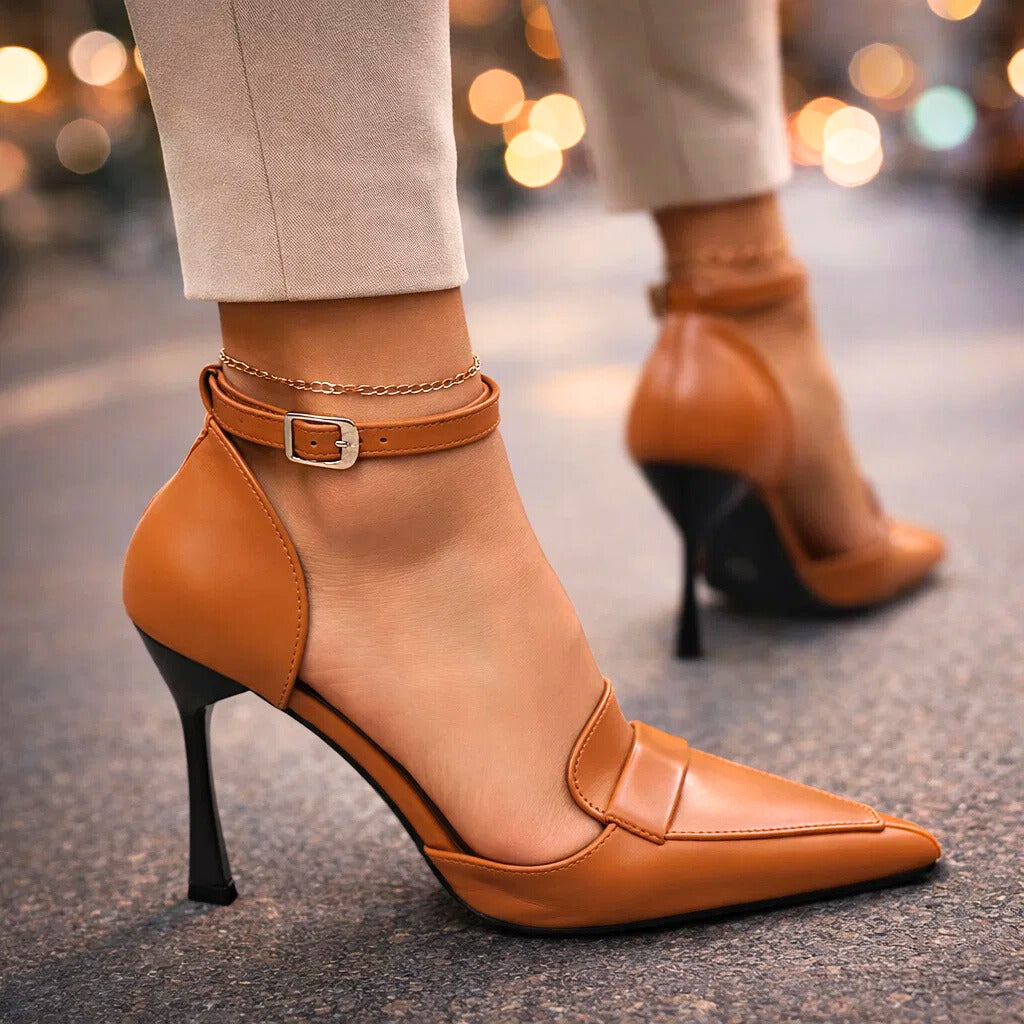 Corisande | Loafer-Style Pointed Ankle Strap Pump