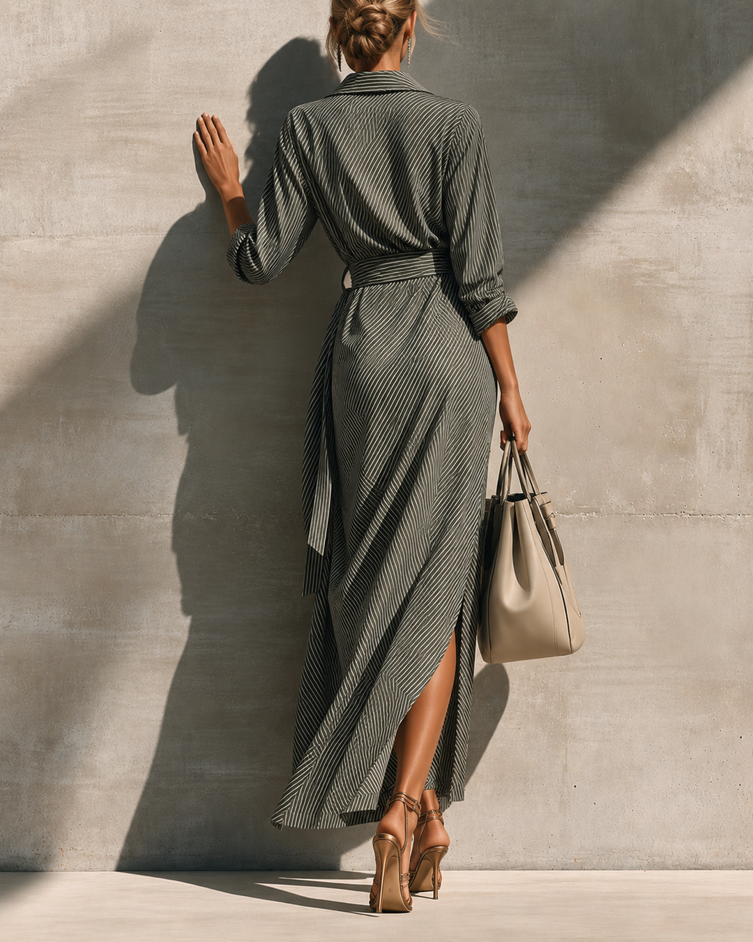 Blessie striped long-sleeve maxi dress for women by Bennett and Lowe, featuring a stylish, comfortable design with vertical stripes.