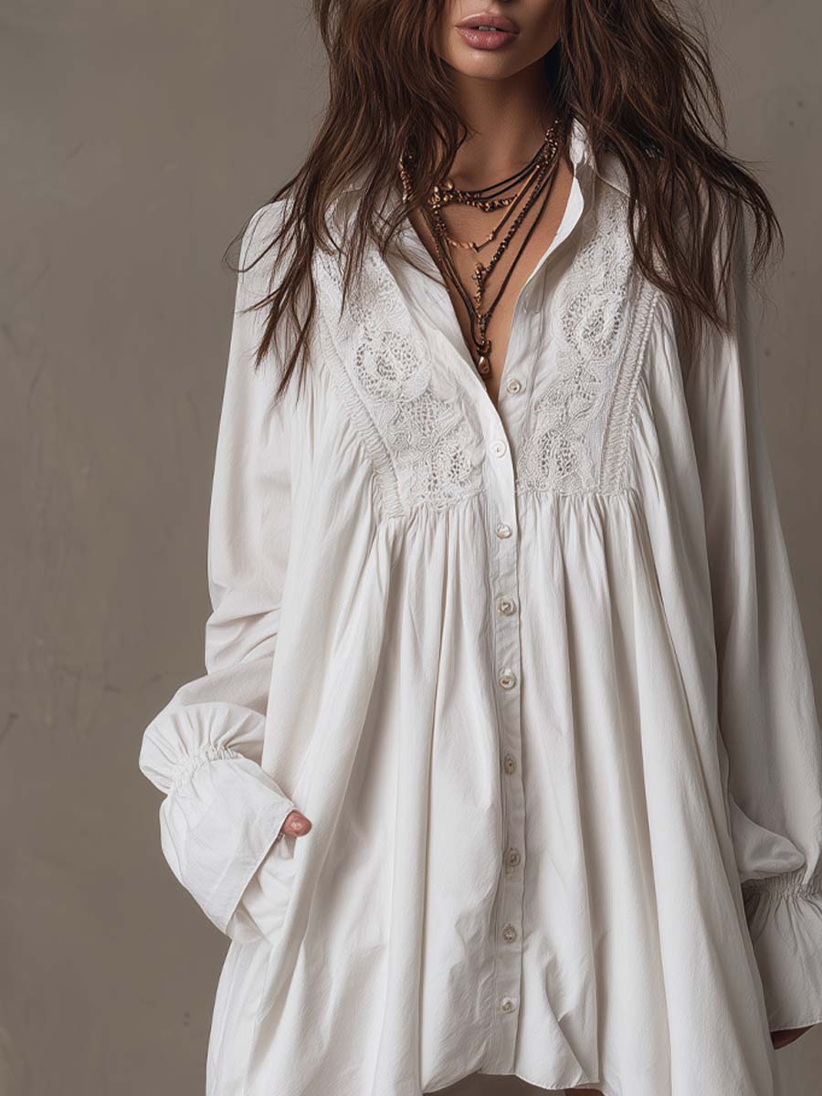 Olivia Newyork Lucia lace detail irregular-hem mini dress from Country Muse collection, featuring delicate lace and unique hem design.