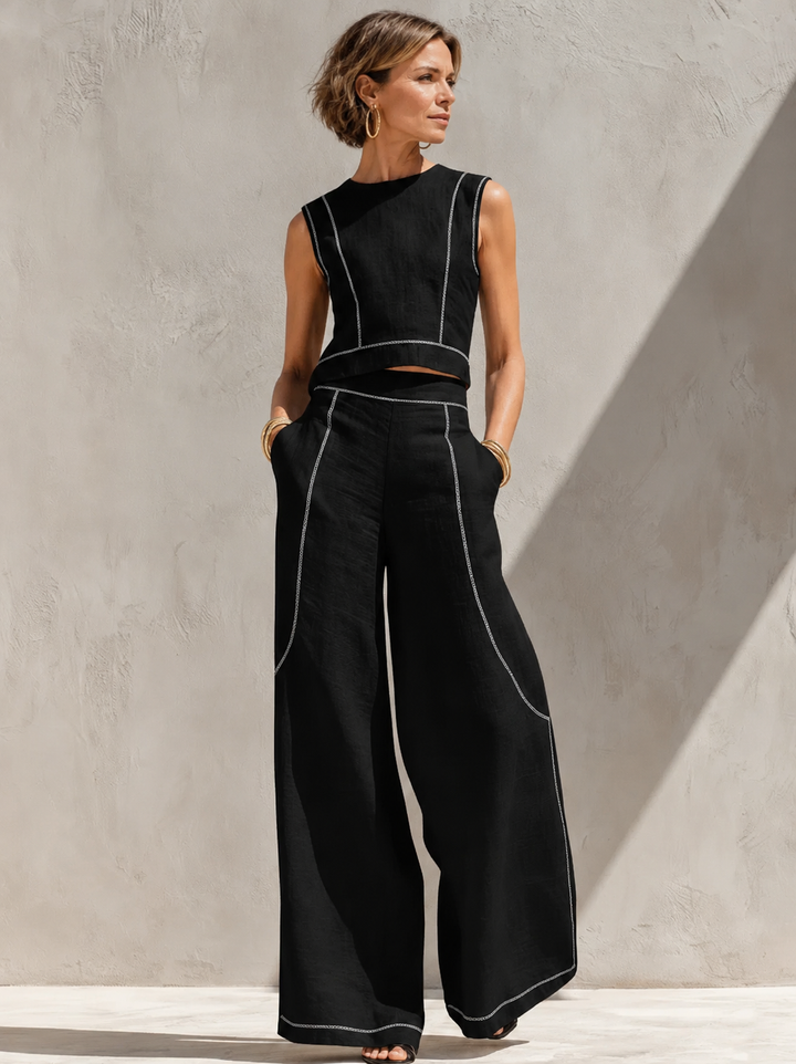 Sienna two-piece blend set by Bennett and Lowe featuring a stylish, comfortable coordinated look in soft, breathable fabric.