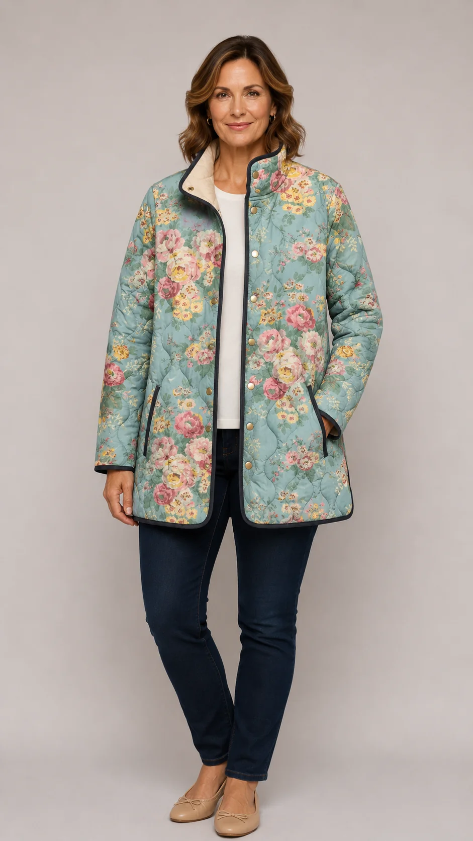 Isabelle | Floral-Print Quilted Jacket